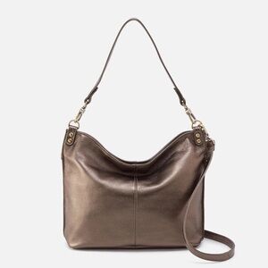 HOBO Pier leather convertible shoulder crossbody bag in pewter women’s purse
